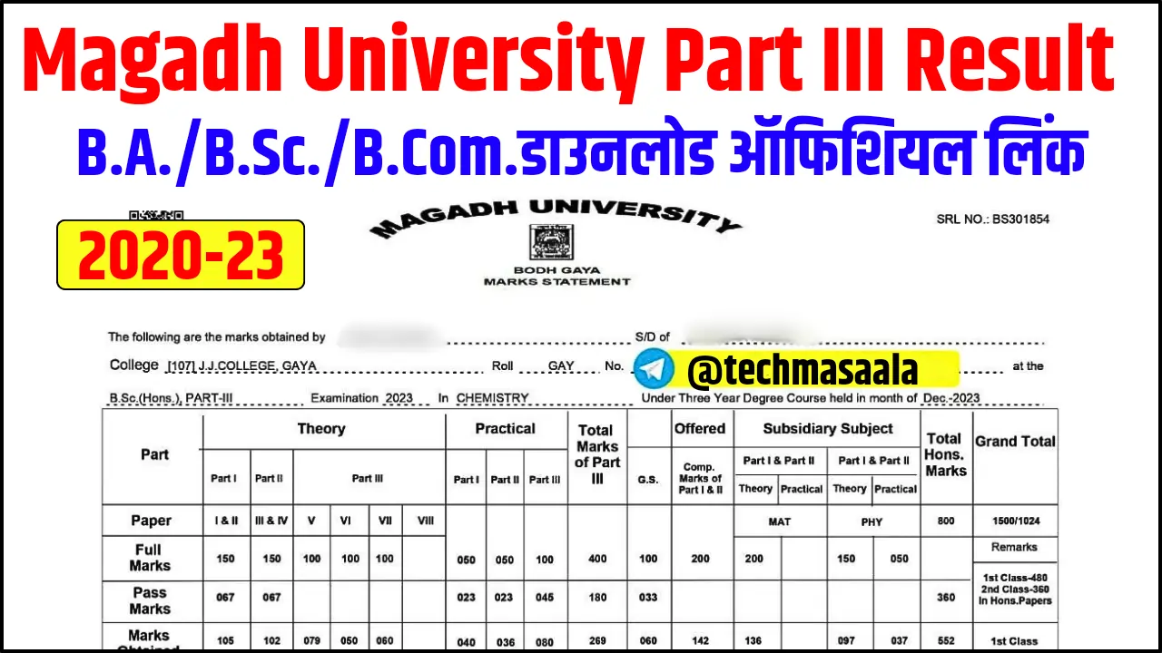 Magadh University Part III Session 2020-23 Result