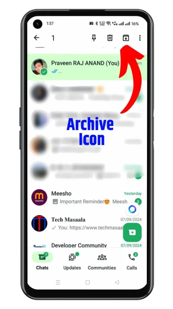 Archive chat meaning in WhatsApp